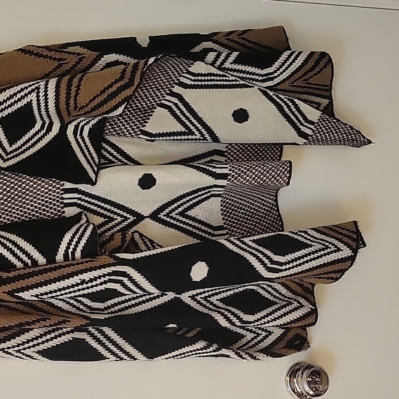 WEST 36TH Geometric Art Deco Draped Grandpa Cardigan Sweater Medium Large - Picture 4 of 9